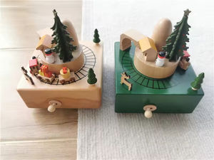 Nuevo regalo <span class=keywords><strong>de</strong></span> Navidad Caja <span class=keywords><strong>de</strong></span> música <span class=keywords><strong>de</strong></span> cuerda <span class=keywords><strong>de</strong></span> <span class=keywords><strong>madera</strong></span> <span class=keywords><strong>con</strong></span> trenes magnéticos Juguetes Montessori Verde y naturaleza Merry-GO-round - Product Image 3
