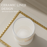 DILLER - Taza Aislada con Revestimiento Cerámico de 320 ml, Termo de Acero Inoxidable 316 con Adorno de Conejo para Mujeres y Niñas