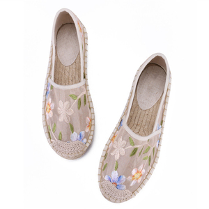 Espadrillas personalizzate <span class=keywords><strong>in</strong></span> tela <span class=keywords><strong>blu</strong></span> ciabatte da <span class=keywords><strong>donna</strong></span> con tacco piatto ricamato espadrillas con zeppa <span class=keywords><strong>pantofole</strong></span> di peluche da <span class=keywords><strong>donna</strong></span> - Product Image 5