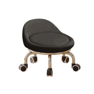 <b>Roller</b> Stool With Wheels Black Seat Chrome Frame For Home Cleaning And Shoe Changing - Product Image 5