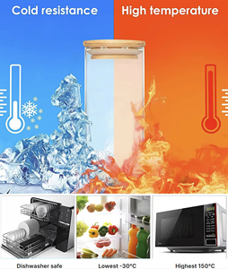 DAJI HYDRO <strong>2025</strong> Large Capacity Eco-Friendly Classic Glass Jar Wood Lid Microwaveable Food <strong>Storage</strong> <strong>Container</strong> Stackable Design - Product Image 3