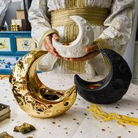 Arabian Art Deco Brûleur d'encens Céramique Moon Jar Objet décoratif pour la maison pour le Ramadan & Eid Mubarak