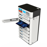 Estación de Carga Segura VOX de 8 Compartimentos Grandes con Carga Rápida PD20W para Tablets iPad de 11 Pulgadas, Ideal para Bibliotecas y Centros Comerciales