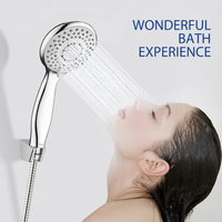 Pommeau de douche à main moderne en plastique ABS, haute pression, poli, écologique, effet pluie, 3 fonctions, pour accessoires de robinetterie de salle de bain