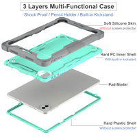 Étui pour tablette HONOR Pad 10 de 12.1 pouces avec support, housse de protection hybride
