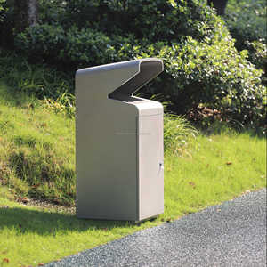 Contenedor de <span class=keywords><strong>Basura</strong></span> de Acero Galvanizado de 90L para Exteriores con Puerta con Cerradura y Tapa Impermeable, Contenedor de <span class=keywords><strong>Basura</strong></span> Comercial Resistente de Metal para Espacios Públicos - Product Image 2