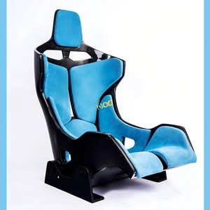 Asiento de Carreras Universal de Fibra de Carbono con Cojín Azul, Soporte para Asiento, Riel para Asiento, Hebilla para Cinturón de Seguridad - Product Image 1