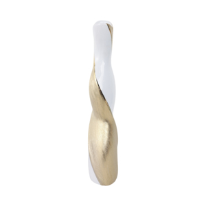 Vaso in ceramica intrecciata bianco e oro, moderno elemento decorativo per la tavola del soggiorno. - Product Image 2