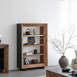 Modern Handmade <b>Solid</b> <b>Wood</b> Minimalist <b>Bookcase</b> Tea Display Cabinet-Eco-Friendly Durable Living Room Furniture Hotel Apartment - Product Image 4