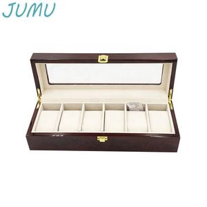 Caja de regalo de reloj de madera con tapa de vidrio, 6 ranuras, venta al por mayor - Product Image 6