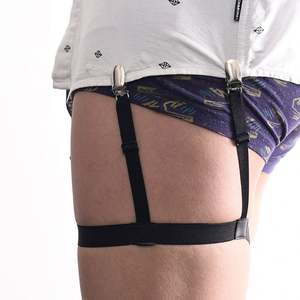 2Pcs Shirt Stays Shirt Holders with Non Slip Locking Clamps Elastic Leg Garters Thigh <b>Suspender</b> Shirt Tuckers for <b>Men</b> - Product Image 1