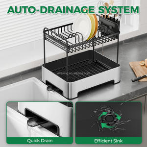 WIREKING Égouttoir à vaisselle à 2 niveaux en acier inoxydable, organisateur d'accessoires de cuisine, support pour ustensiles - Product Image 2