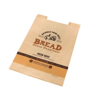 Fast Food Grade Brown Kraft Glassine Wax Greaseproof Donuts Sandwich Bread Packaging <b>Paper</b> Bag With Window - Product Image 4