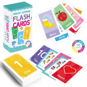 Conjunto de 58 pcs pré-escolar criança flash cards alfabeto flash cards para crianças letras cores formas e números cartões do alfabeto