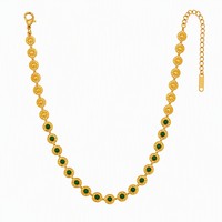 Collier chaîne tendance en pierres vertes, plaqué or 18 carats, en acier inoxydable, prêt à expédier, vente en gros, Tendencia 2026