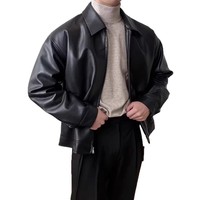 Veste Moto Premium Noire pour Hommes en Simili Cuir PU, Manteau Personnalisé pour l'Hiver et le Bureau