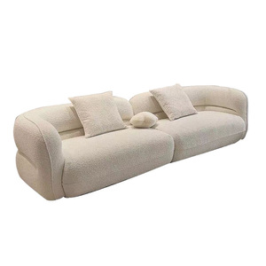 Sofá ovalado Alien de tela color crema, tapizado con relleno de espuma, para salas de estar en apartamentos pequeños - Product Image 5