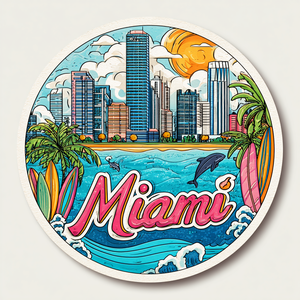 Aimant de réfrigérateur 3D personnalisé, souvenir de voyage de Miami Beach, paysage pittoresque avec style campagnard aux États-Unis - Product Image 4