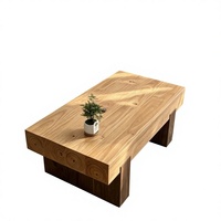 Table basse en bois massif style Wabi-sabi, table à thé en rondins d'arbre antique, table de café simple en bois pour maison d'hôtes, style rétro américain