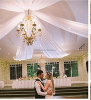 Panneaux de plafond en tulle de mousseline blanche personnalisés, draperies de mariage, rideaux de fond pour cérémonie et réception