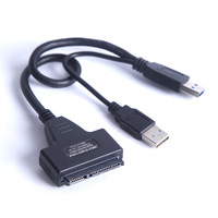 Convertidor de adaptador de Cable USB a 7 + 15 22Pin SATA 3,0 para unidad de disco duro de 2,5 3,5 pulgadas HDD SSD con Cable de alimentación USB2.0