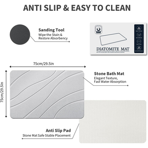 Tapis de bain antidérapant en pierre de diatomite super absorbante CF, tapis de salle de bain, tapis de sol pour chambres, tapis de porte, tapis antidérapant à séchage rapide - Product Image 2