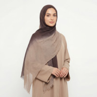 Hijab modal dégradé bicolore, foulard musulman à volants en viscose, accessoires ethniques, écharpe unie à carreaux respirante pour femme