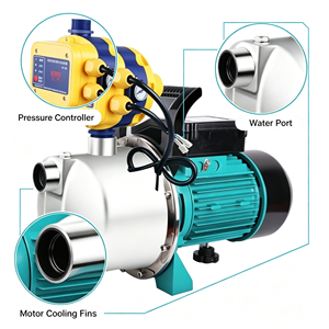 Pompe à jet auto-amorçante en acier inoxydable, haute pression, moteur monophasé, pompe de surpression automatique pour eau potable domestique en profondeur - Product Image 4