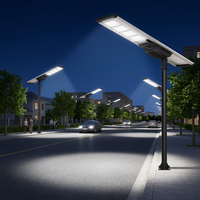 Lampe solaire LED de rue tout-en-un intégrée 100 Watts DC, étanche IK10 IP66, batterie LiFePO4, angle de faisceau 140°, éclairage routier