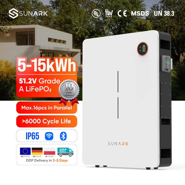 Sunark Top 10 Brands Lithium Ion Battery 48V 51.2V 5Kwh 10Kwh 15Kwh 100Ah ESS Lifepo4 Solar Battery High Capacity