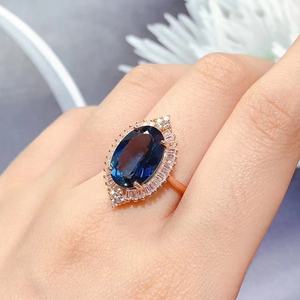 Anillo de Topacio Azul Londres con Piedra Preciosa Natural, Anillo de Oro Rosa de 18k, Anillo de Compromiso y Boda, Venta al por Mayor de Fábrica de Joyería de <span class=keywords><strong>Boutique</strong></span> - Product Image 3