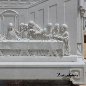 Famosa catedral cristiana talla de piedra 3D colgante de pared mármol relieve Última Cena escultura religiosa - Product Image 5