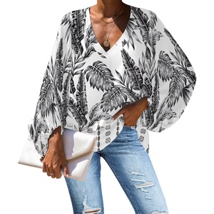 Tunica Estiva da <span class=keywords><strong>Donna</strong></span> con Stampa Tapa Polinesiana, <span class=keywords><strong>Camicia</strong></span> a Maniche Lunghe Plus Size, Blusa Floreale Ampia e Fluida per <span class=keywords><strong>Donna</strong></span> alla Moda - Product Image 4