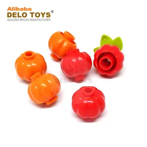 DELO TOYS ( 2 Colors ) DIY bulk building blocks Plastic ABS bricks little Pumpkin Lantern Fruits Tomato Food Orange (NO.51270)