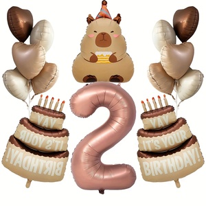 New Hydrochoerus Animal Capybara Theme Cake <strong>Chocolate</strong> Color 40 Inch Helium Number Balloon Sets for Children Birthday Party - Product Image 3