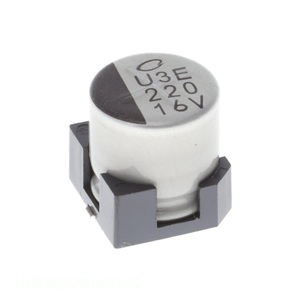 ตัวเก็บประจุแบบติดผิว 220 ยูเอฟ อลูมิเนียม 220UF 20% 16V SMD รุ่น UUE1C221MNS1GS - Product Image 1