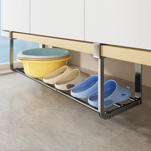 מתלה נעליים טלסקופי צף לחדר שינה, ניתן להסרה, עשוי מתכת נירוסטה בציפוי כרום, לתלייה על הקיר. - Product Image 1