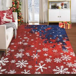 Alfombra moderna con estampado de copos de nieve de Navidad, alfombra antideslizante resistente a las manchas, sala de estar plano para técnica de tejido, dormitorio, hogar - Product Image 1