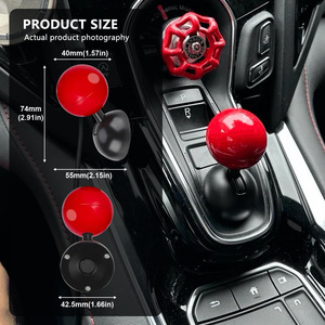 Manette de démarrage à un bouton pour voiture, poignée à boule rouge, support à ventouse, panneau d'instrument en métal, accessoire automobile universel - Product Image 2