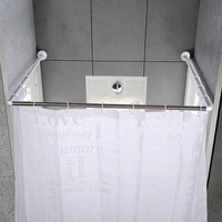 Tringle à rideau de douche de salle de bains trois côtés magnétique antidérapant Invisible pliant étanche ensemble de tringle à arc séparation sèche et humide