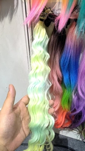 Extensiones sintéticas de 24 pulgadas y 300g para extensiones sintéticas de color arcoíris para <span class=keywords><strong>Gladys</strong></span>, trenzado de ondas de agua, rizado profundo suelto, fibra de alta temperatura - Product Image 5