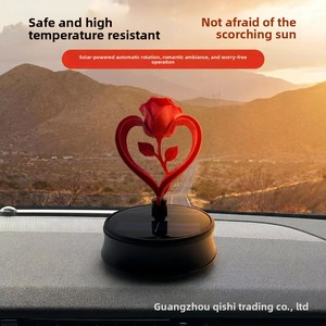 Diffuseur d'arômes de voiture en forme de rose à énergie solaire avec rotation automatique, décoration intérieure - Product Image 1
