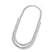 Collier Chaîne Tennis Hiphop en Argent Sterling 925 Plaqué Or 18K avec Moissanite VVS 3MM Effet Glacé pour Femme
