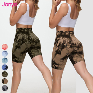 Custom Logo Tie Dye Scrunch Butt High Waist Sports Fitness Gym <strong>Shorts</strong> for Women XL Size Seamless <strong>Jeggings</strong> with Logo Made Spandex - Product Image 4