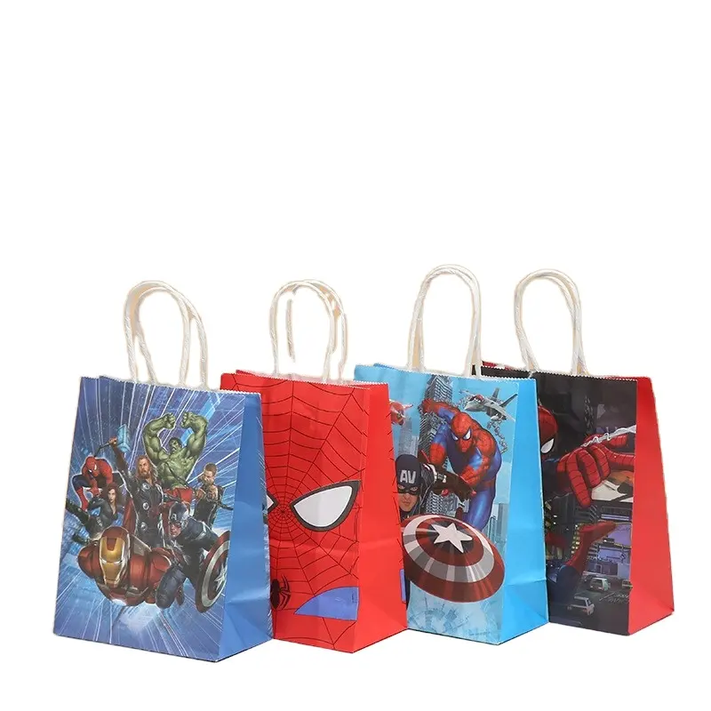 Kinder männliche Superhelden Thema 22*15*8,5 CM Kraft Papiertüte Süßigkeiten Tasche Lebensmittel Geschenk Einkaufstasche Geschenk Party Dekoration Lieferungen