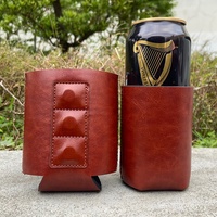 Pendingin Kaleng Magnetik 12oz, Sarung Pendingin Kaleng Kulit PU, Koozy Kulit Sintetis dengan Magnet, Pendingin Bir 330ml, Koozy Neoprene