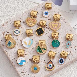 Italian Handmade Charm Bracelet Modular Blue Eye Pendant DIY Jewelry Personalized Craft Unisex Everyday Wear - Product Image 2