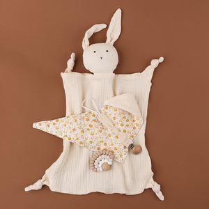 Ventes d'usine cadeau bébé bavoirs/attache-sucette/bébé dentition mousseline coton bébé lapin sécurité couverture accessoires ensemble - Product Image 5