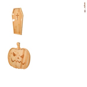 Plateaux de service en bois d'Halloween en forme de citrouille et de cercueil pour collations et desserts de fête - Product Image 5