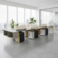 Poste de travail de bureau ouvert moderne de grande taille, cadre en bois, zones multifonctionnelles, alimentation intégrée, bureau professionnel pour équipe